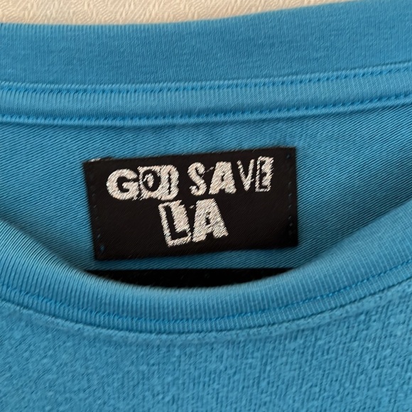 God Save LA Robins-Egg Blue Message Sweatshirt. Size O/S - Picture 11 of 11